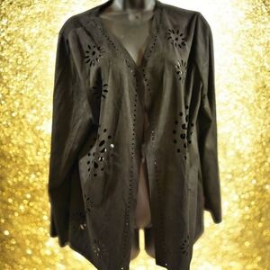 Liv Los Angeles Women's Black Faux Suede Jacket/Cardigan